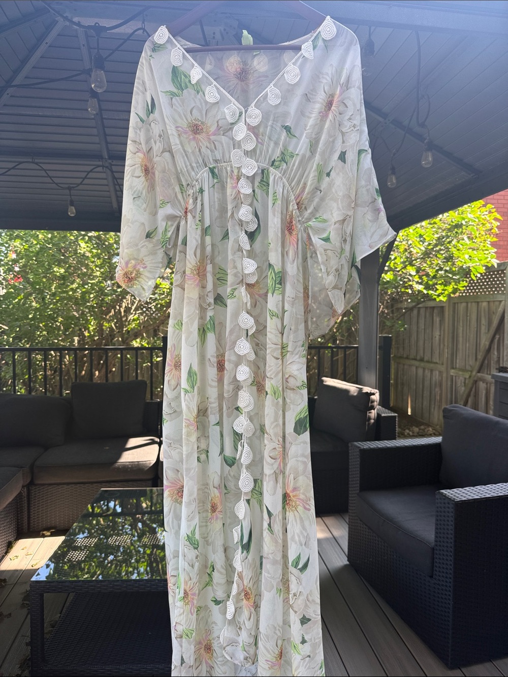 Farm Rio x Anthropologie Dahlia Floral Maxi Dress Size Medium EUC - Picture 7 of 9